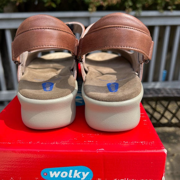 New Wolky Pichu Vegi Leather Comfort Sandals Cognac Color 1890543 Size 41 US-9 - Picture 3 of 6